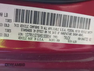2010 Dodge 1500 SLT с VIN 1D7RV1GT6AS193894, выставлен на аукционе IAAI как лот 41010366 с пробегом 190 354 миль миль и . История ставок и продаж доступна на DreamBid. Изображение 9.