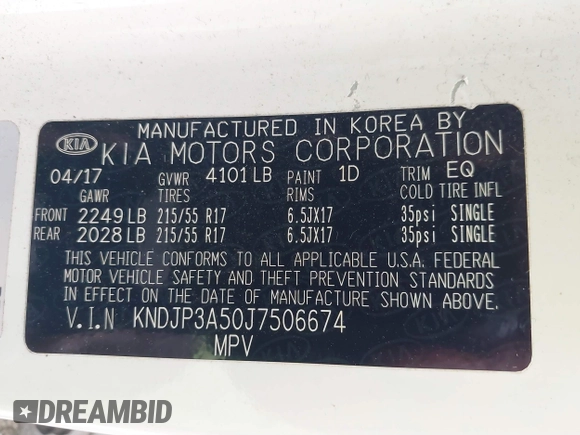 2018 Kia Soul + with VIN KNDJP3A50J7506674, listed as a IAAI auction lot 41717487 with 72,262 mi miles and . Bid and sale history available at DreamBid. Image 9.