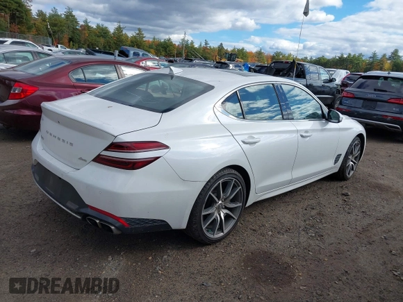 2022 Genesis G70 2.0T with VIN KMTG34TA1NU098409, listed as a IAAI auction lot 40532561 with 24,602 mi miles and . Bid and sale history available at DreamBid. Image 4.