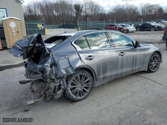 2018 Infiniti Q50 RED SPORT 400 with VIN JN1FV7AR2JM481755, listed as a Copart auction lot 88328505 with 0 mi miles and Salvage Title. Bid and sale history available at carsss.com. Image 3.