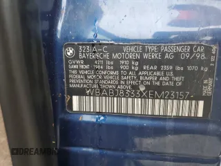 1999 BMW 3 Series 323icA with VIN WBABJ8333XEM23157, listed as a Copart auction lot 74237224 with 0 mi miles and Salvage Title. Bid and sale history available at carsss.com. Image 13.