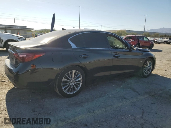 2019 Infiniti Q50 Luxe with VIN JN1EV7APXKM510124, listed as a Copart auction lot 59026325 with 43,228 mi miles and Salvage title. Bid and sale history available at DreamBid. Image 3.