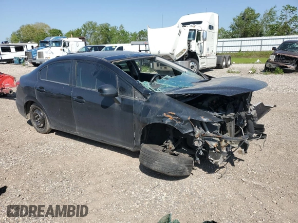 2013 Honda Civic LX with VIN 2HGFB2F50DH595485, listed as a Copart auction lot 52156955 with Not Provided miles and Salvage Title. Bid and sale history available at DreamBid. Image 4.