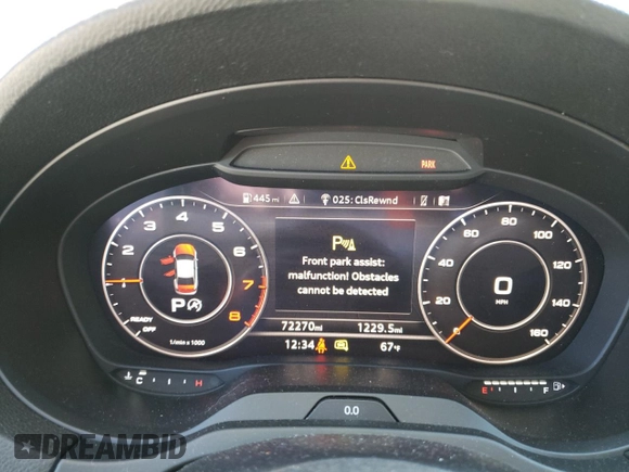 2018 Audi A3 Sedan Premium Plus with VIN WAUJ8GFF4J1012145, listed as a Copart auction lot 52638154 with 72,270 mi miles. Bid and sale history available at carsss.com. Image 9.