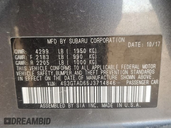2018 Subaru Impreza Premium z VIN 4S3GTAD65J3714846, wystawiony jako Copart lot #49078525 z przebiegiem 52 624 mil mil oraz Szkoda całkowita • Salvage title. Historia ofert i sprzedaży dostępna na DreamBid. Obrazek 13.