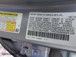 2019 Honda Accord Sedan Sport 1.5T with VIN 1HGCV1F38KA155478, listed as a IAAI auction lot 41417790 with 92,977 mi miles. Bid and sale history available at carsss.com. Image 9.
