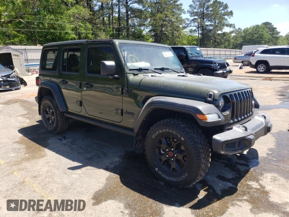 2021 Jeep Wrangler Unlimited Sport z VIN 1C4HJXDG3MW664439, wystawiony jako Copart lot #52171635 z przebiegiem Nie podano mil oraz Szkoda całkowita • Salvage title. Historia ofert i sprzedaży dostępna na DreamBid. Obrazek 4.