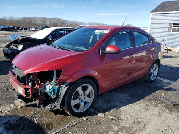 2012 Chevrolet Sonic LTZ z VIN 1G1JE5SHXC4126894, wystawiony jako Copart lot #45186475 z przebiegiem 76 461 mil mil oraz Czysty tytuł • Clean title. Historia ofert i sprzedaży dostępna na DreamBid. Obrazek 1.