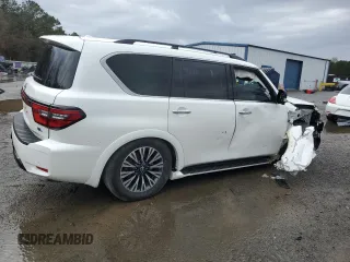 2021 Nissan Armada SL with VIN JN8AY2BA7M9372665, listed as a Copart auction lot 47843675 with 128,533 mi miles and Salvage Title. Bid and sale history available at carsss.com. Image 3.