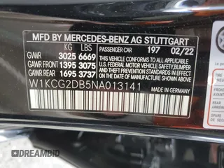 2022 Mercedes-Benz EQS with VIN W1KCG2DB5NA013141, listed as a Copart auction lot 49885874 with 36,076 mi miles. Bid and sale history available at carsss.com. Image 13.