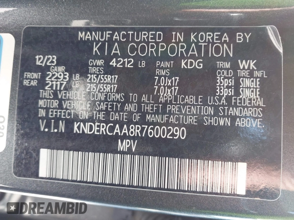 2024 Kia Seltos EX z VIN KNDERCAA8R7600290, wystawiony jako IAAI lot #42059075 z przebiegiem 32 639 mil mil oraz . Historia ofert i sprzedaży dostępna na DreamBid. Obrazek 9.