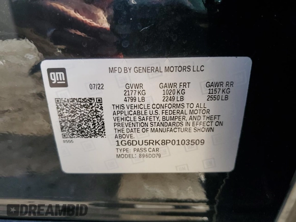 2023 Cadillac CT5 Sport z VIN 1G6DU5RK8P0103509, wystawiony jako Copart lot #79586944 z przebiegiem 27 753 mil mil oraz Szkoda całkowita • Salvage title. Historia ofert i sprzedaży dostępna na DreamBid. Obrazek 12.
