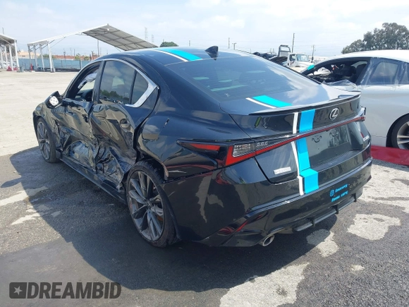 2021 Lexus IS 350 F Sport with VIN JTHGZ1B26M5040910, listed as a IAAI auction lot 42386842 with 26,627 mi miles and . Bid and sale history available at DreamBid. Image 3.