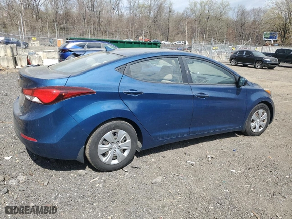 2016 Hyundai Elantra Value Edition with VIN KMHDH4AE4GU489514, listed as a Copart auction lot 50156535 with 83,980 mi miles and Salvage Title. Bid and sale history available at carsss.com. Image 3.