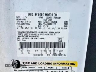 2014 Ford F-150 XL with VIN 1FTFW1EF3EKG34281, listed as a Copart auction lot 62034505 with Not provided miles and Salvage title. Bid and sale history available at DreamBid. Image 12.