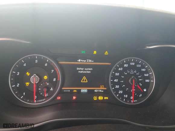 2019 Genesis G70 3.3T Advanced with VIN KMTG34LE0KU027801, listed as a Copart auction lot 85866414 with 43,114 mi miles and Salvage Title. Bid and sale history available at carsss.com. Image 9.