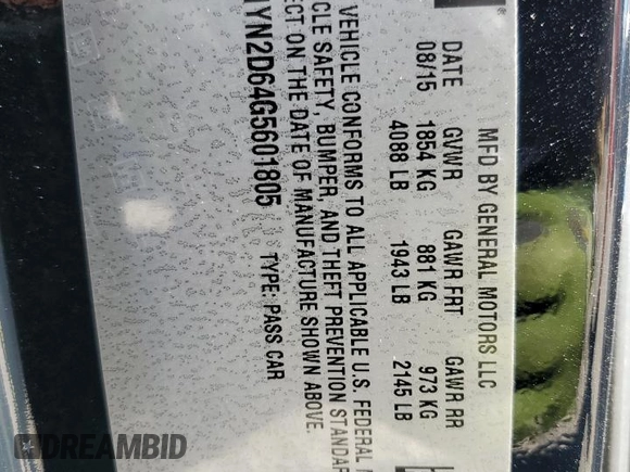 2016 Chevrolet Corvette Z06 1LZ with VIN 1G1YN2D64G5601805, listed as a Copart auction lot 88860495 with 56,787 mi miles and Salvage Title. Bid and sale history available at carsss.com. Image 14.