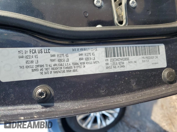 2017 Chrysler 300 Limited with VIN 2C3CCAAG7HH538566, listed as a Copart auction lot 88977395 with 86,078 mi miles and Salvage Title. Bid and sale history available at carsss.com. Image 14.
