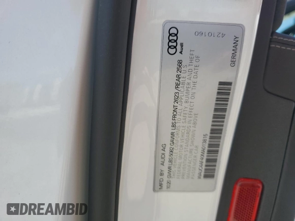 2021 Audi S4 Prestige with VIN WAUC4AF40MA013815, listed as a Copart auction lot 49335674 with 17,424 mi miles and Salvage Title. Bid and sale history available at carsss.com. Image 12.