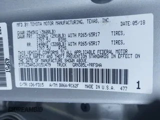 2018 Toyota Tacoma SR with VIN 5TFCZ5AN3JX151479, listed as a IAAI auction lot 41428376 with 104,717 mi miles. Bid and sale history available at carsss.com. Image 9.