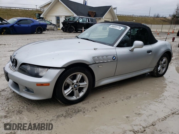 2000 BMW Z3 2.5L with VIN WBACH9349YLF91237, listed as a Copart auction lot 84605174 with 69,997 mi miles and Salvage Title. Bid and sale history available at carsss.com. Image 1.