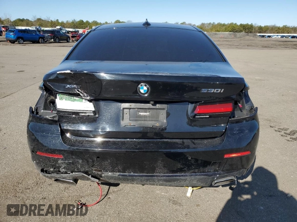 2022 BMW 5 Series 530i xDrive with VIN WBA13BJ04NWX65199, listed as a Copart auction lot 52168025 with 37,633 mi miles and Salvage Title. Bid and sale history available at carsss.com. Image 6.