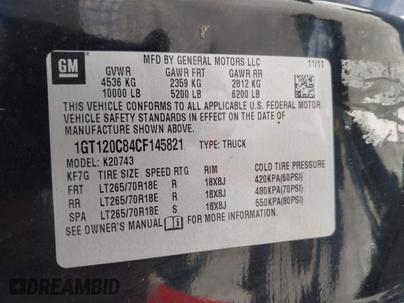 2012 GMC Sierra 2500HD SLE z VIN 1GT120C84CF145821, wystawiony jako IAAI lot #42027315 z przebiegiem 182 249 mil mil oraz . Historia ofert i sprzedaży dostępna na DreamBid. Obrazek 9.
