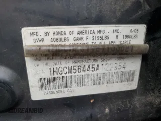 2005 Honda Accord LX with VIN 1HGCM56445A122954, listed as a Copart auction lot 73354334 with 109,368 mi miles and Salvage title. Bid and sale history available at DreamBid. Image 13.