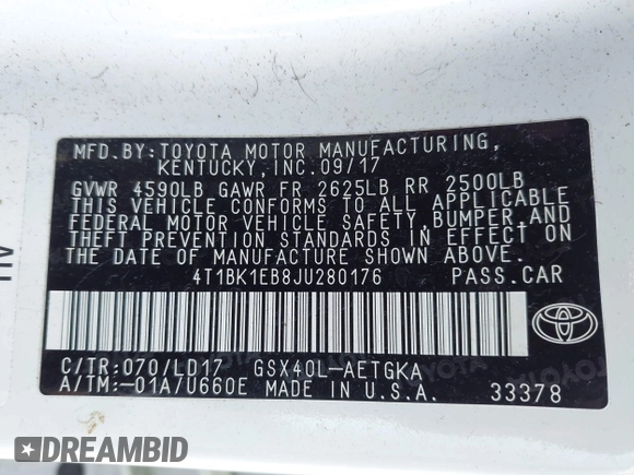 2018 Toyota Avalon XLE with VIN 4T1BK1EB8JU280176, listed as a IAAI auction lot 41632952 with 73,991 mi miles. Bid and sale history available at carsss.com. Image 9.
