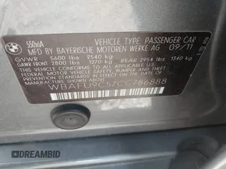 2012 BMW 5 Series 550i xDrive with VIN WBAFU9C57CC786888, listed as a IAAI auction lot 42733140 with 127,659 mi miles and . Bid and sale history available at DreamBid. Image 9.