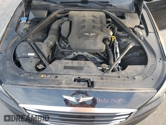 2017 Genesis G80 3.8L with VIN KMHGN4JE5HU180447, listed as a Copart auction lot 79687954 with 70,495 mi miles and Salvage Title. Bid and sale history available at DreamBid. Image 11.