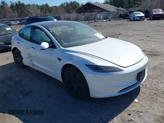2025 Tesla Model 3 Long Range with VIN 5YJ3E1EA7SF923943, listed as a IAAI auction lot 42040876 with 1,547 mi miles and . Bid and sale history available at DreamBid. Image 1.