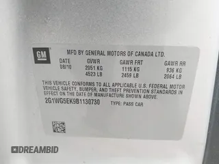 2011 Chevrolet Impala LT Fleet z VIN 2G1WG5EK9B1130730, wystawiony jako IAAI lot #42269626 z przebiegiem 95 172 mil mil oraz . Historia ofert i sprzedaży dostępna na DreamBid. Obrazek 9.