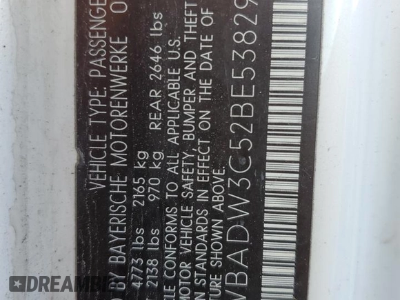 2011 BMW 3 Series 328i with VIN WBADW3C52BE538291, listed as a Copart auction lot 48232105 with 144,430 mi miles and Clean Title. Bid and sale history available at carsss.com. Image 12.