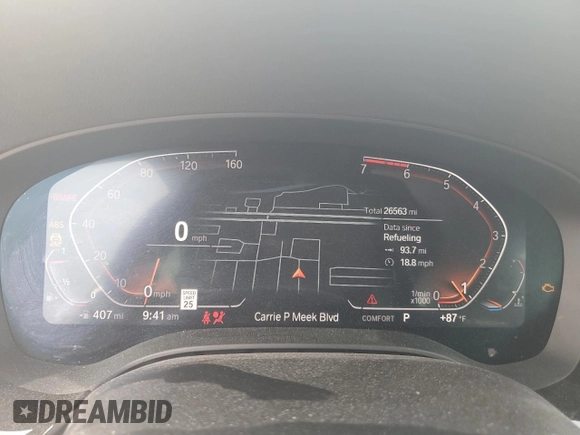 2020 BMW 5 Series 530i with VIN WBAJR3C00LWW70329, listed as a Copart auction lot 62140015 with 26,563 mi miles and Salvage title. Bid and sale history available at DreamBid. Image 9.