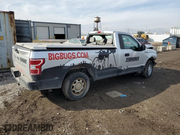 2018 Ford F-150 XL with VIN 1FTMF1CB4JKE24807, listed as a Copart auction lot 46630145 with 114,564 mi miles and Salvage Title. Bid and sale history available at carsss.com. Image 3.