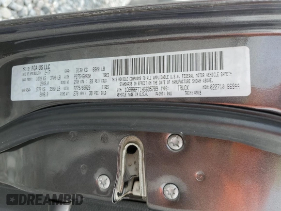 2017 Ram 1500 Express with VIN 1C6RR6FT1HS695789, listed as a Copart auction lot 54133685 with 155,179 mi miles and Salvage title. Bid and sale history available at DreamBid. Image 12.