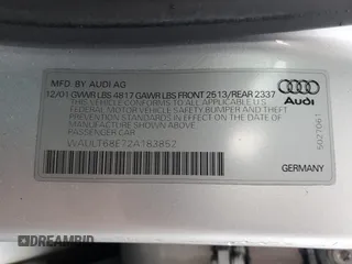 2002 Audi A4 3.0L with VIN WAULT68E72A183852, listed as a Copart auction lot 86543184 with 121,507 mi miles and Salvage Title. Bid and sale history available at carsss.com. Image 13.