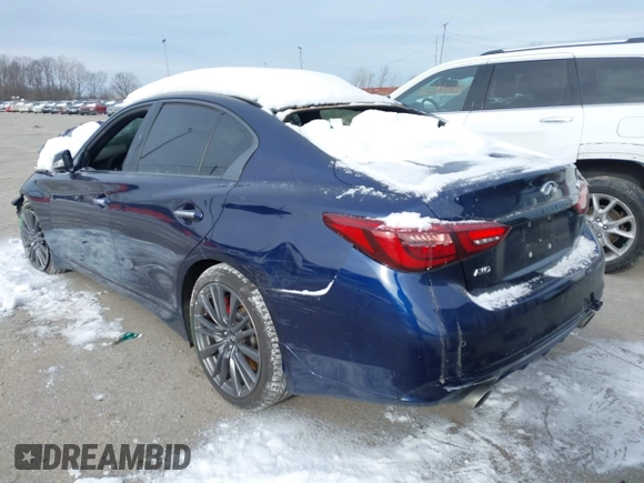 2021 Infiniti Q50 Red Sport 400 with VIN JN1FV7DR4MM880313, listed as a IAAI auction lot 41317967 with Not Provided miles and . Bid and sale history available at carsss.com. Image 3.