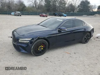 2022 Genesis G70 3.3T with VIN KMTG54TE2NU084452, listed as a Copart auction lot 49702985 with 69,996 mi miles and Salvage Title. Bid and sale history available at carsss.com. Image 1.