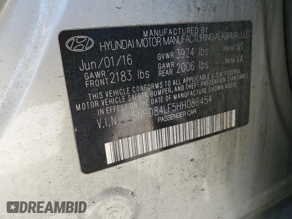 2017 Hyundai Elantra SE z VIN 5NPD84LF5HH086454, wystawiony jako Copart lot #55080805 z przebiegiem 126 843 mil mil oraz Szkoda całkowita • Salvage title. Historia ofert i sprzedaży dostępna na DreamBid. Obrazek 12.
