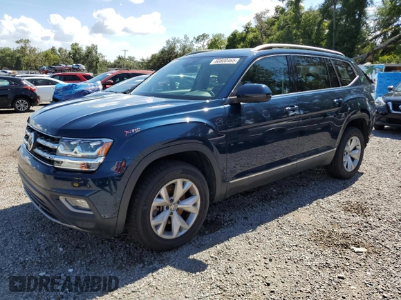 2018 Volkswagen Atlas SEL Premium z VIN 1V2NR2CA6JC577688, wystawiony jako Copart lot #60800465 z przebiegiem 82 841 mil mil oraz Szkoda całkowita • Salvage title. Historia ofert i sprzedaży dostępna na DreamBid. Obrazek 1.