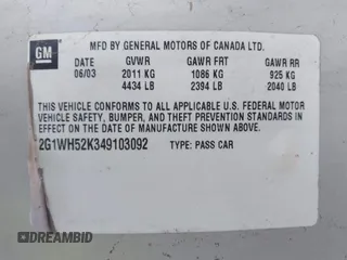 2004 Chevrolet Impala LS z VIN 2G1WH52K349103092, wystawiony jako IAAI lot #42061207 z przebiegiem 141 764 mil mil oraz . Historia ofert i sprzedaży dostępna na DreamBid. Obrazek 9.