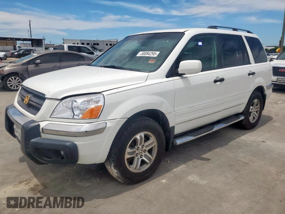 2005 Honda Pilot EX-L z VIN 5FNYF18555B025184, wystawiony jako Copart lot #58084295 z przebiegiem 161 863 mil mil oraz Szkoda całkowita • Salvage title. Historia ofert i sprzedaży dostępna na DreamBid. Obrazek 1.