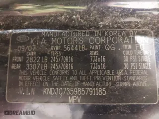 2008 Kia Sorento LX with VIN KNDJC735985791185, listed as a IAAI auction lot 41275825 with 168,067 mi miles. Bid and sale history available at carsss.com. Image 9.