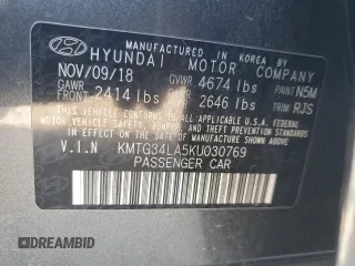 2019 Genesis G70 2.0T Advanced with VIN KMTG34LA5KU030769, listed as a Copart auction lot 48189325 with 100,443 mi miles and Salvage Title. Bid and sale history available at carsss.com. Image 13.