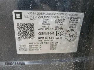 2019 Chevrolet Equinox Premier with VIN 2GNAXYEX4K6102892, listed as a Copart auction lot 55330855 with Not provided miles and Non repairable. Bid and sale history available at DreamBid. Image 13.