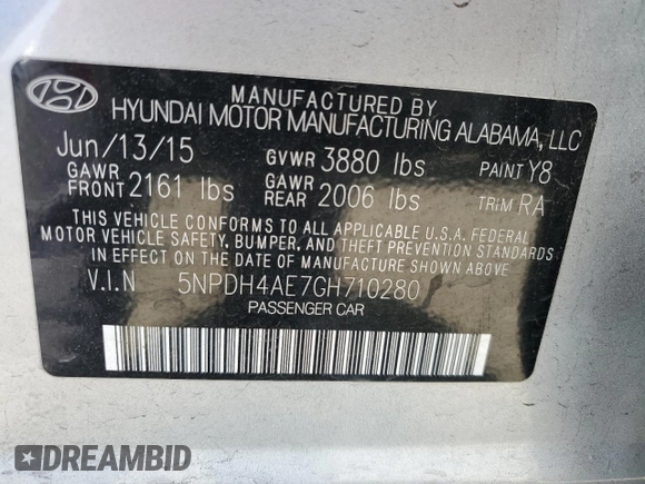2016 Hyundai Elantra SE z VIN 5NPDH4AE7GH710280, wystawiony jako Copart lot #58803965 z przebiegiem 167 501 mil mil oraz Szkoda całkowita • Salvage title. Historia ofert i sprzedaży dostępna na DreamBid. Obrazek 13.