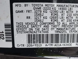 2010 Toyota Tacoma with VIN 5TETX4CN2AZ747446, listed as a IAAI auction lot 41048053 with 126,786 mi miles and . Bid and sale history available at DreamBid. Image 9.