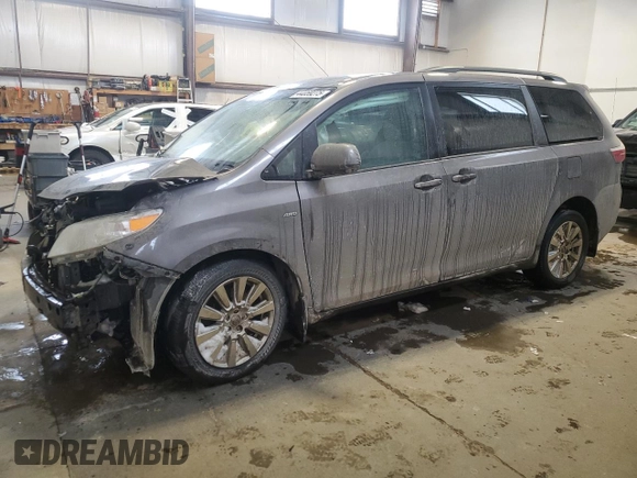 2017 Toyota Sienna LE with VIN 5TDJZ3DC5HS174641, listed as a Copart auction lot 44059275 with 168,044 mi miles and Salvage Title. Bid and sale history available at carsss.com. Image 1.